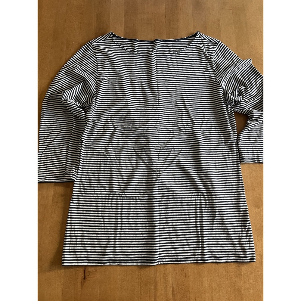 Garnet Hill Women's Striped Shirt Top Blouse Sz M Medium Pima Cotton Modal